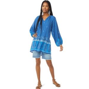 BoHo blue border print top tunic size extra large brand new with tag